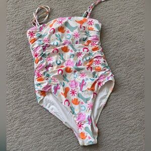 pink Lily one piece rouched swim